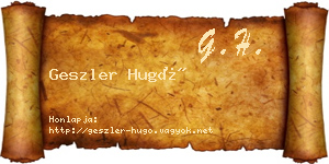 Geszler Hugó névjegykártya